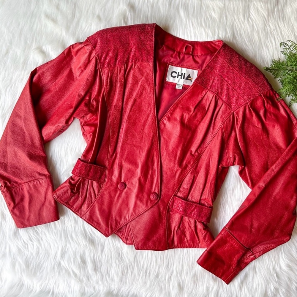 Vintage 80’s Siren Red Leather Jacket